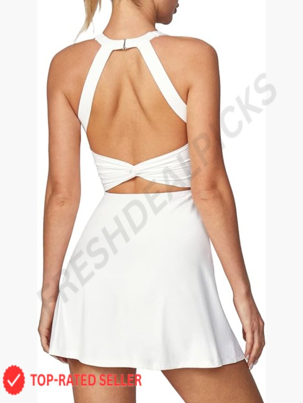 Tennis Dress with Built in Shorts and Bra Cut Out Twisted Backless Sporty